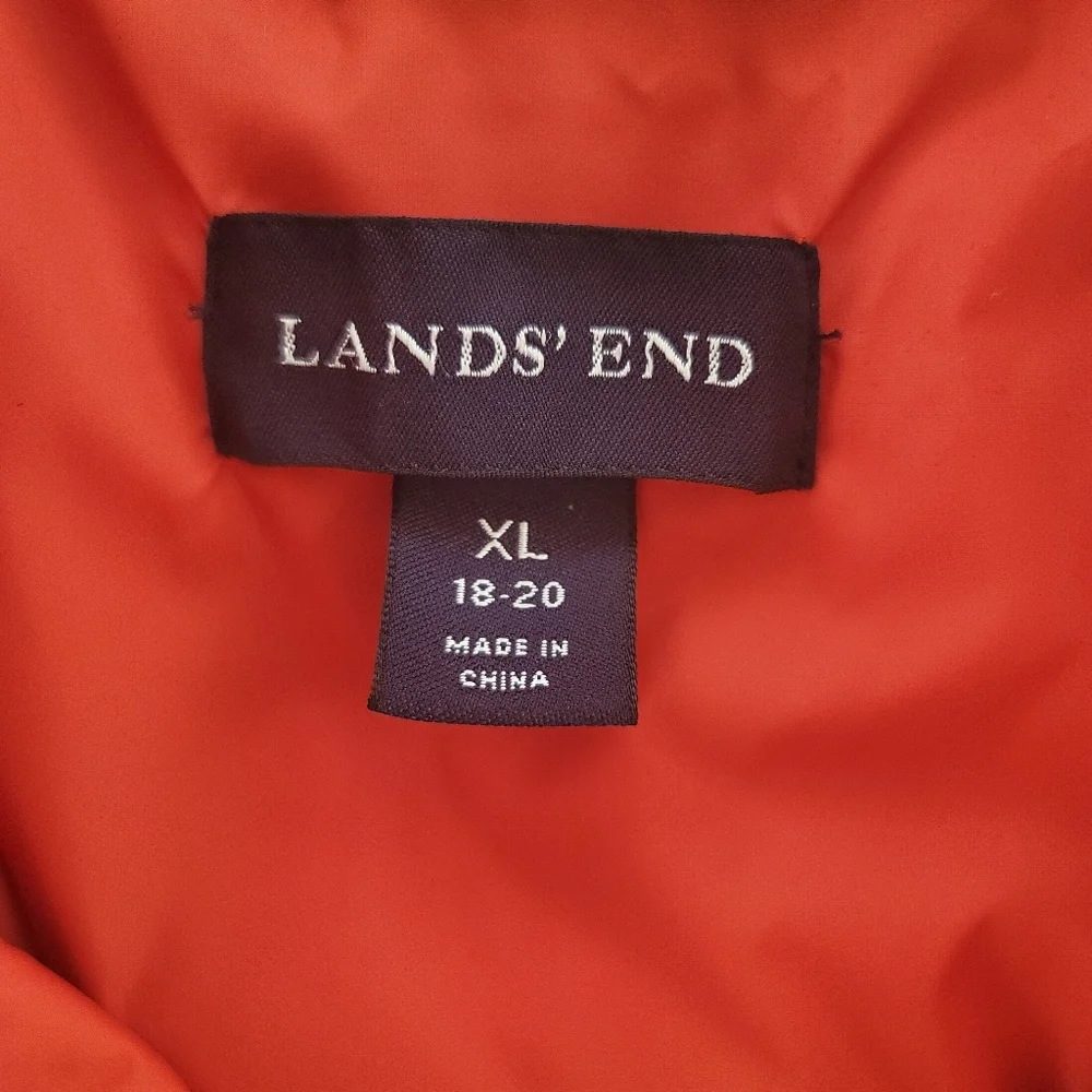 Lands End Orange Down Puffer Vest Jacket XL - Picture 6 of 8